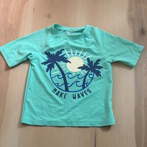 Old Navy Kids Mint Green Rashguard with Navy Palm Print